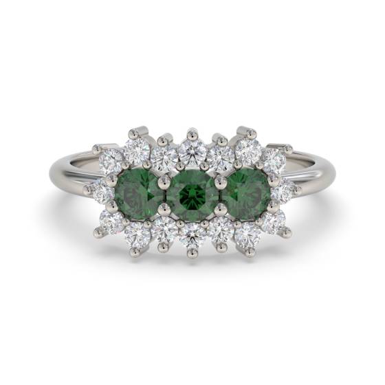 Runder Smaragd- und runder Diamant-Kleiderring
