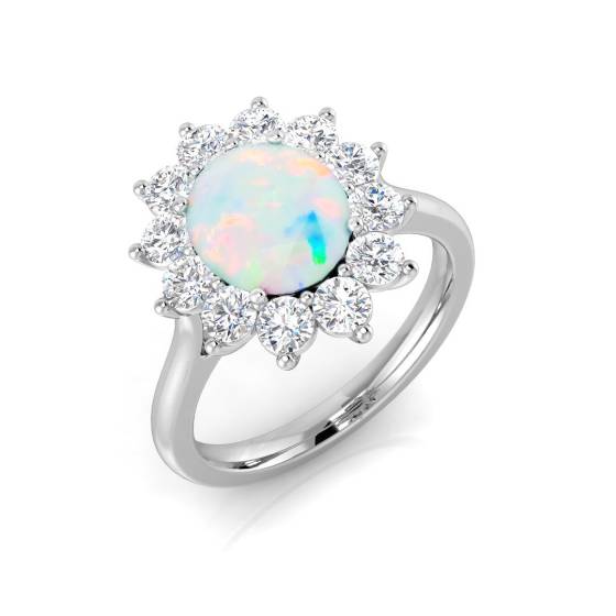 2,30 ct VS/E-F Opal-Halo-Ring