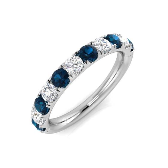 Halb-Ewigkeitsring mit blauem Topas und Diamanten