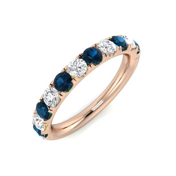 Halb-Ewigkeitsring mit blauem Topas und Diamanten