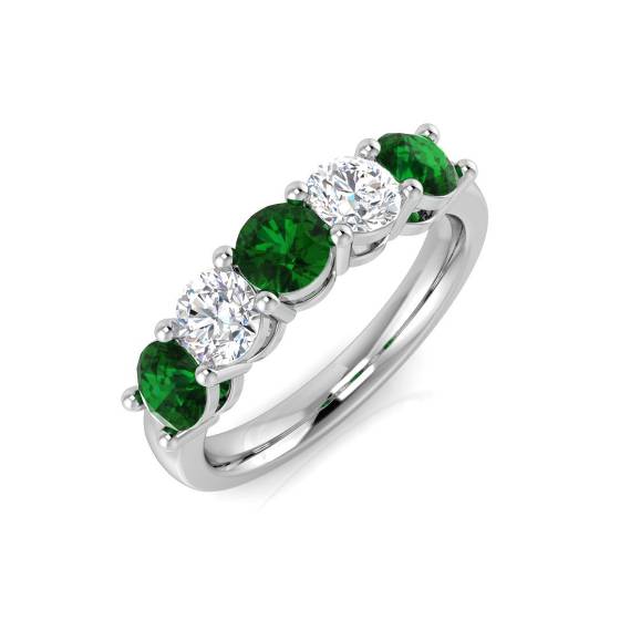 Halb-Ewigkeitsring mit Smaragd und Diamanten (1,50 ct, VS/E-F)