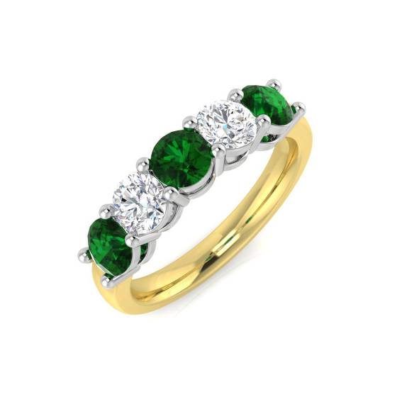 Halb-Ewigkeitsring mit Smaragd und Diamanten (1,50 ct, VS/E-F)