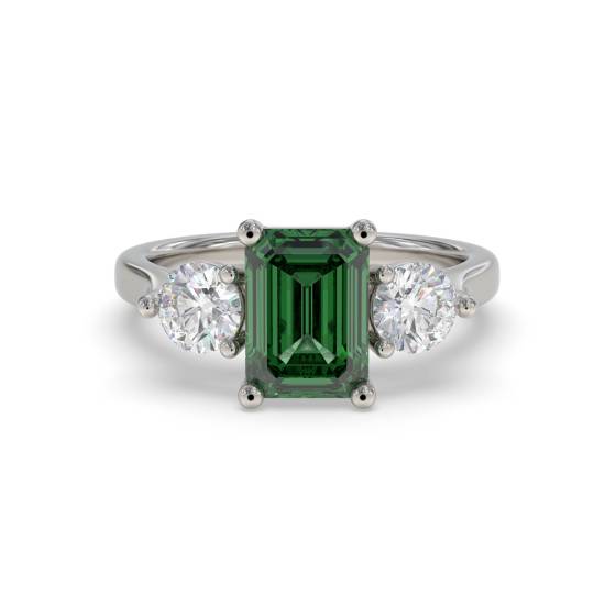 Trilogie-Ring aus Smaragd und Diamanten, 1,05 ct VS/E-F
