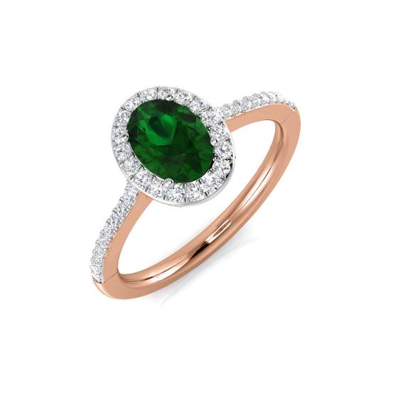 1,00 ct VS/E-F Einzelner Halo-Smaragd- und Diamant-Edelsteinring