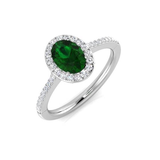 1,00 ct VS/E-F Einzelner Halo-Smaragd- und Diamant-Edelsteinring