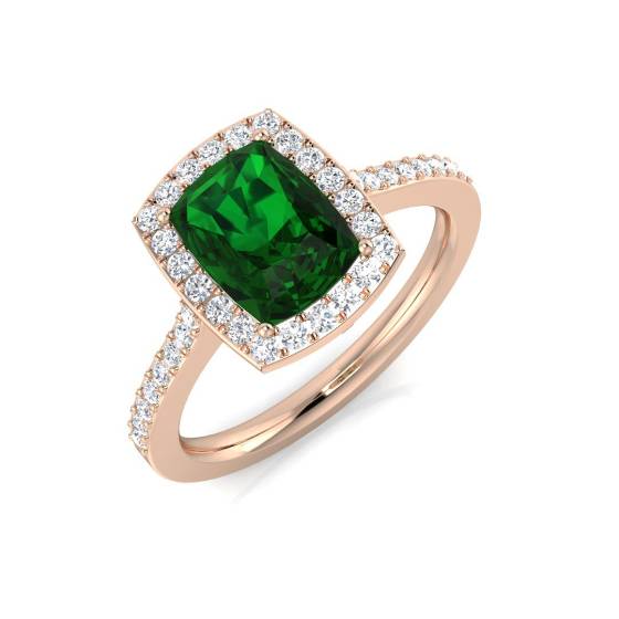 1,70 ct VS/E-F Halo-Schulterfassung Smaragd- und Diamantring