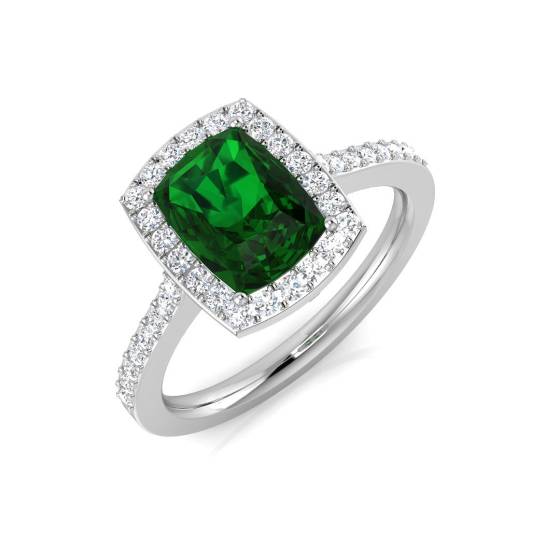 1,70 ct VS/E-F Halo-Schulterfassung Smaragd- und Diamantring