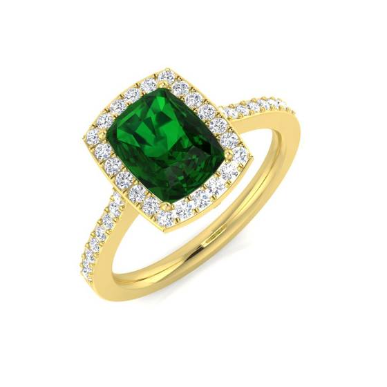 1,70 ct VS/E-F Halo-Schulterfassung Smaragd- und Diamantring