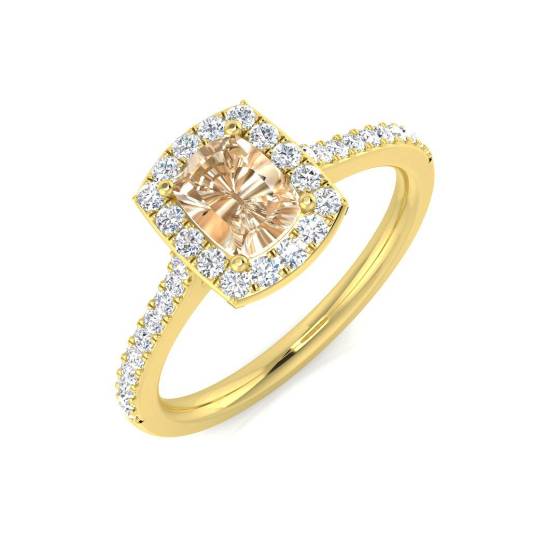 1,30 ct VS/E-F Morganit- und Diamant-Edelsteinring