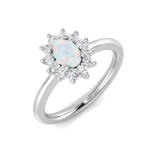 0,65 ct VS/E-F Opal-Halo-Ring