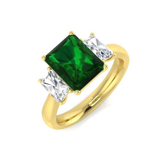 Trilogie-Ring aus Smaragd und Diamanten, 3,15 ct, VS/E-F