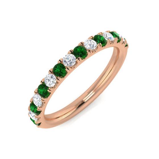 Halb-Ewigkeitsring mit Smaragd und Diamanten (0,45 ct, VS/E-F)