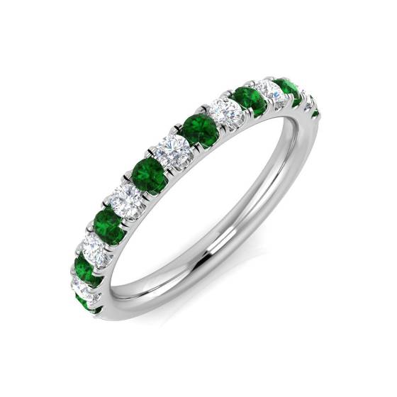Halb-Ewigkeitsring mit Smaragd und Diamanten (0,45 ct, VS/E-F)