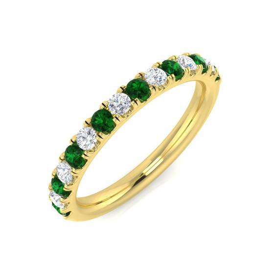 Halb-Ewigkeitsring mit Smaragd und Diamanten (0,45 ct, VS/E-F)