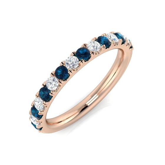 Halb-Ewigkeitsring mit blauem Topas und Diamanten