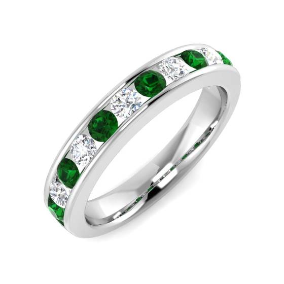 Halb-Ewigkeitsring mit Smaragd und Diamanten (1,00 ct, VS/E-F)