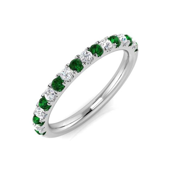 Halb-Ewigkeitsring mit Smaragd und Diamanten (0,40 ct, VS/E-F)