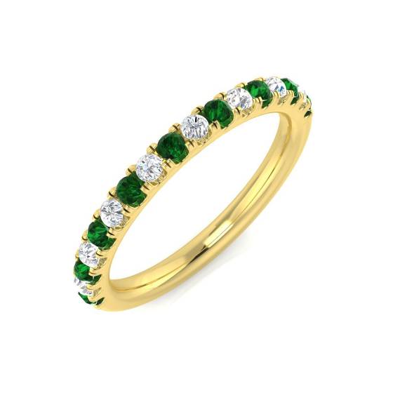 Halb-Ewigkeitsring mit Smaragd und Diamanten (0,40 ct, VS/E-F)