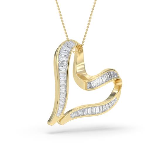 Klassischer Herzanhänger mit Baguette-Diamanten