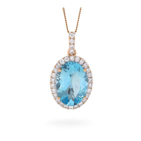 Ovaler Anhänger aus Aquamarin und Diamanten