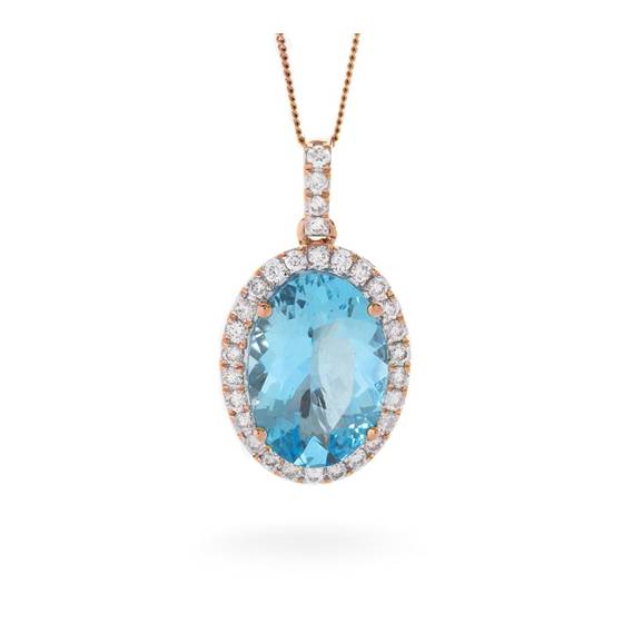 Ovaler Anhänger aus Aquamarin und Diamanten