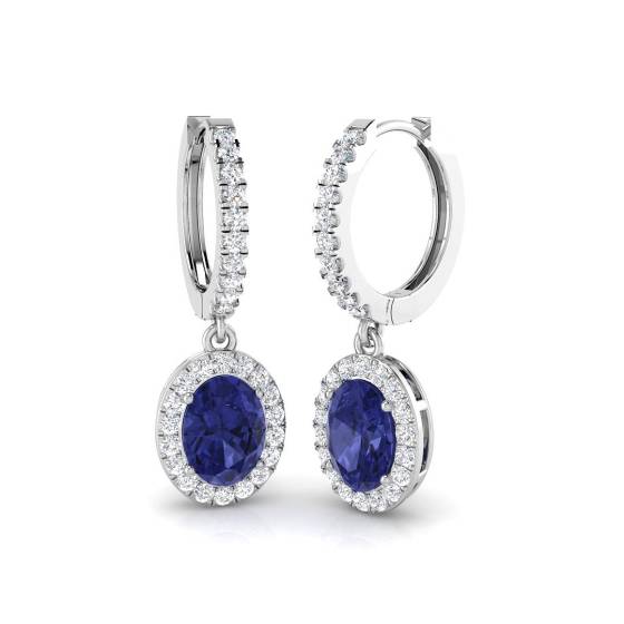 4,00 ct VS/E-F runde Tansanit- und Diamant-Tropfenohrringe