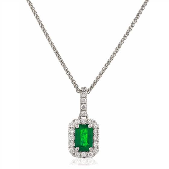 Grüner Smaragd- und Diamant-Halo-Anhänger