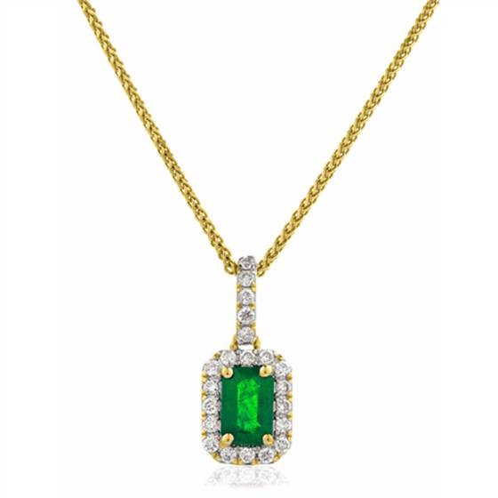 Grüner Smaragd- und Diamant-Halo-Anhänger