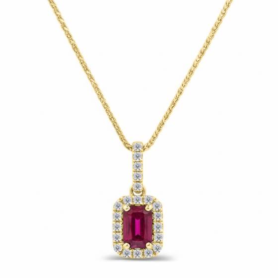Rubin- und Diamant-Halo-Anhänger