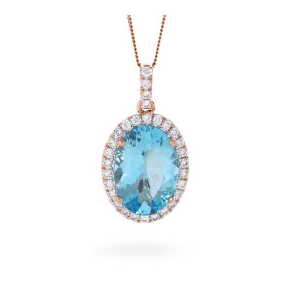 Ovaler Anhänger aus Aquamarin und Diamanten