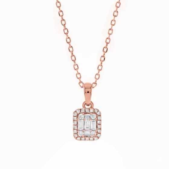 Anhänger mit runden und Baguette-Diamanten (0,17 ct)