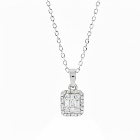 Anhänger mit runden und Baguette-Diamanten (0,17 ct)