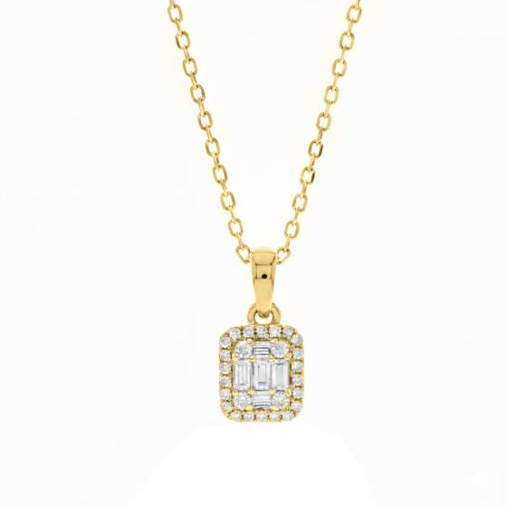 Anhänger mit runden und Baguette-Diamanten (0,17 ct)