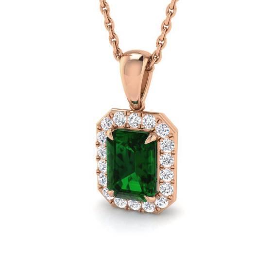Smaragdanhänger (1,20 ct, VS/E-F) mit Diamant-Halo