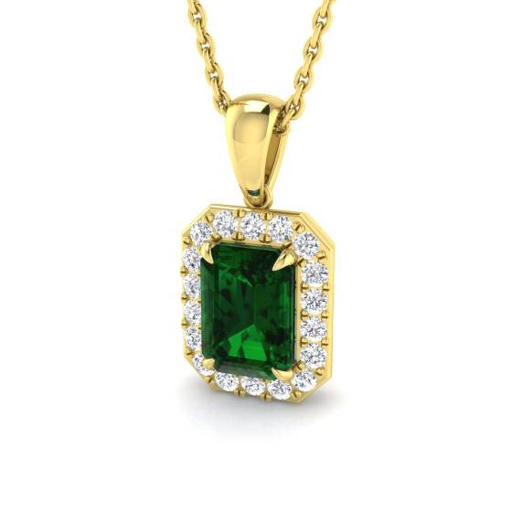 Smaragdanhänger (1,20 ct, VS/E-F) mit Diamant-Halo