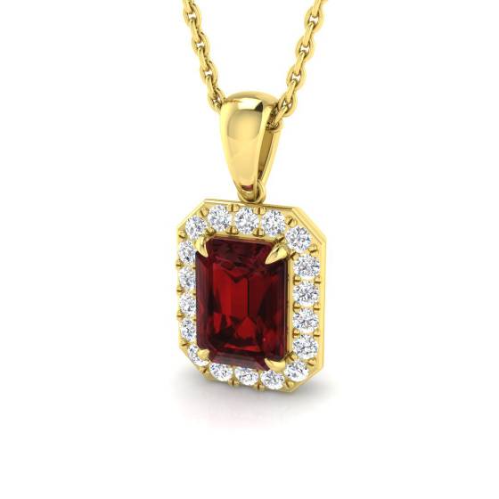 Anhänger aus Smaragd (1,35 ct, VS/E-F) und rundem Diamanten und Granat