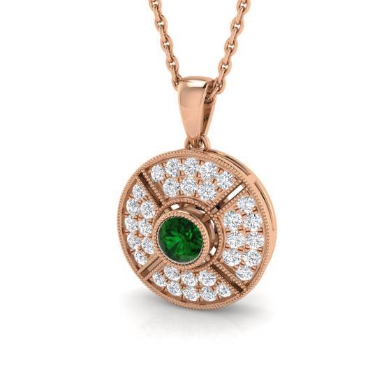 Runder Smaragdanhänger (0,50 ct, VS/E-F) und Diamanten
