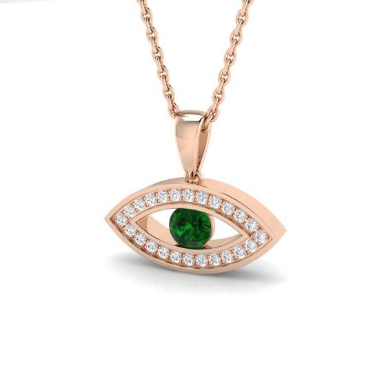 Runder Smaragdanhänger (0,25 ct, VS/E-F) und Diamanten