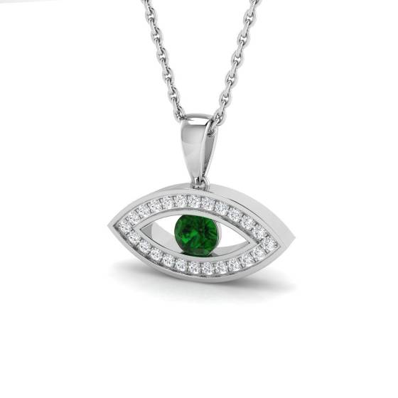 Runder Smaragdanhänger (0,25 ct, VS/E-F) und Diamanten
