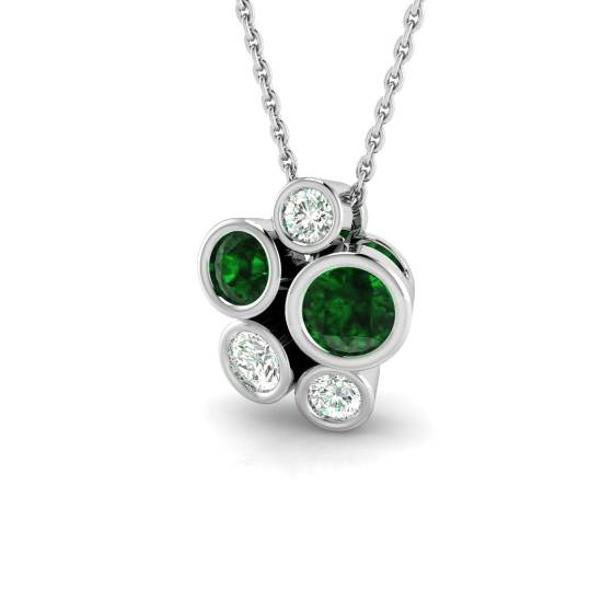 Runder Smaragdanhänger (0,80 ct, VS/E-F) und Diamanten