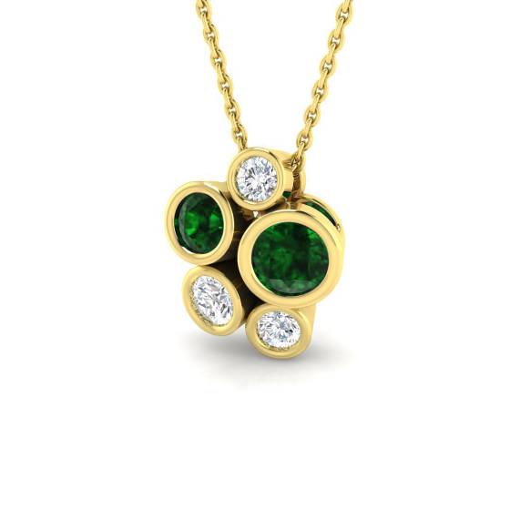 Runder Smaragdanhänger (0,80 ct, VS/E-F) und Diamanten