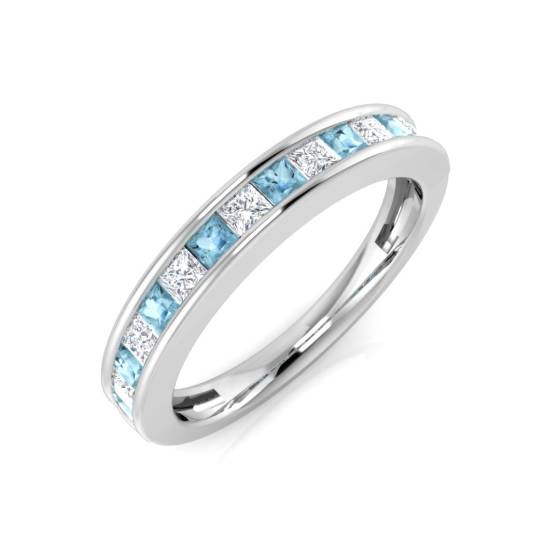 Prinzessin Aquamarin und Diamant Halb-Set Eternity-Ring
