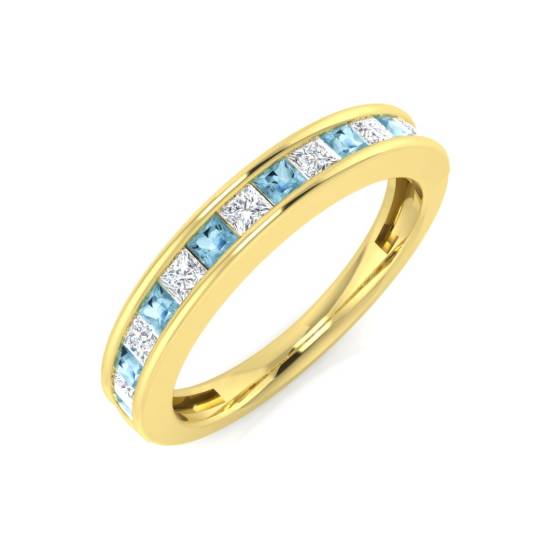 Prinzessin Aquamarin und Diamant Halb-Set Eternity-Ring