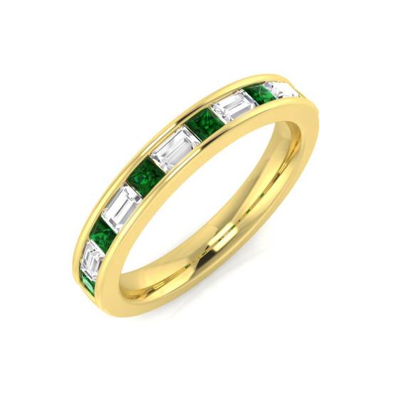 Halb-Ewigkeitsring mit Smaragd und Diamanten (0,55 ct, VS/E-F)