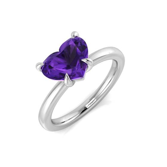 Herzförmiger Amethyst-Solitärring
