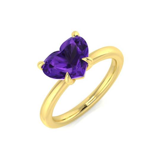 Herzförmiger Amethyst-Solitärring