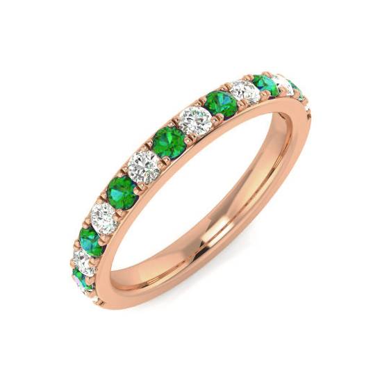 Halb-Ewigkeitsring mit Smaragd und Diamanten (0,60 ct, VS/E-F)