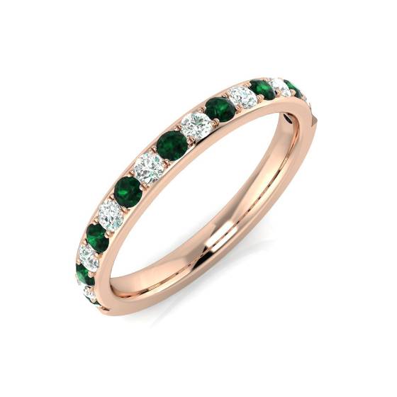 Halb-Ewigkeitsring mit Smaragd und Diamanten (0,45 ct, VS/E-F)