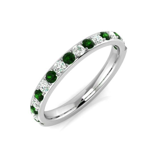 Halb-Ewigkeitsring mit Smaragd und Diamanten (0,45 ct, VS/E-F)