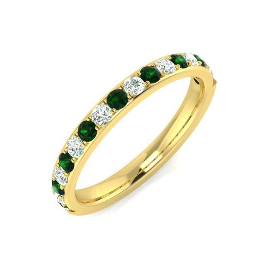 Halb-Ewigkeitsring mit Smaragd und Diamanten (0,45 ct, VS/E-F)